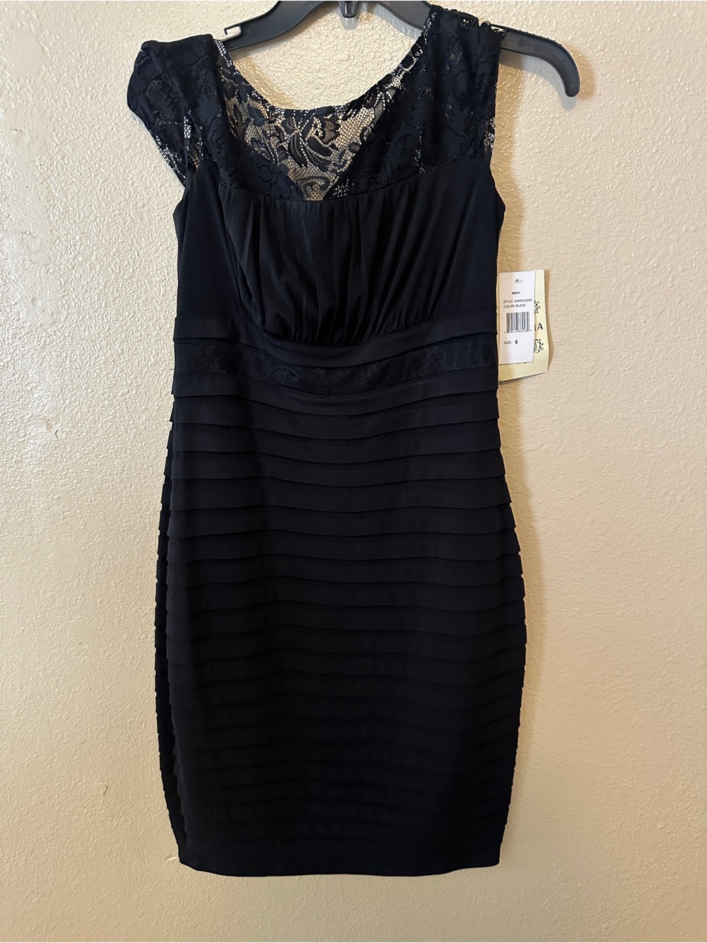 Signature by Sangria Black Lace Yoke Midi Dress